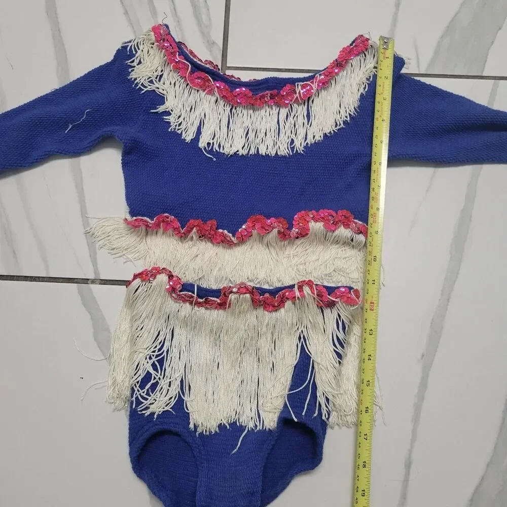 Girls Vintage Circus Rodeo Halloween Costume 2 Piece Sequin Western Cowgirl